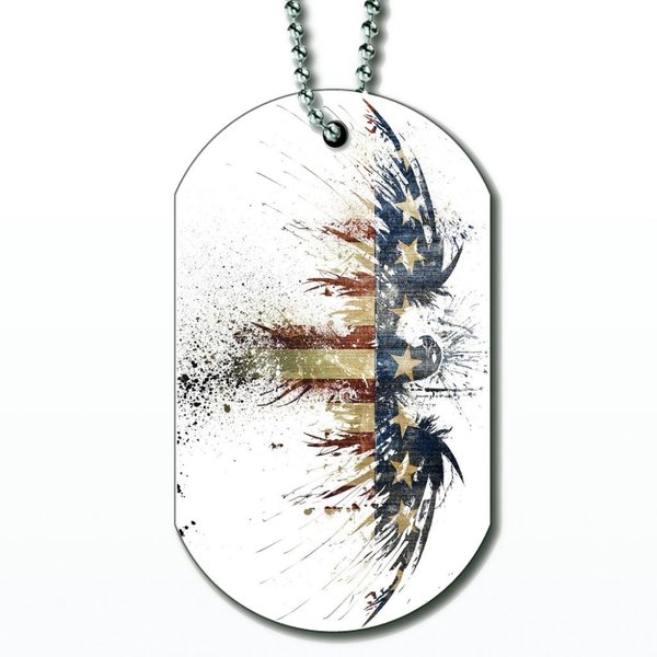 American Flag Eagle Art - Dog Tag Necklace