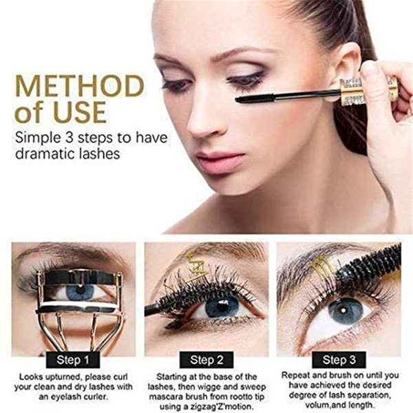 2PCS 4D Flash Diamond Waterproof Silk Fiber Thick Lengthening Mascara, Long Lasting, Smudge-Proof
