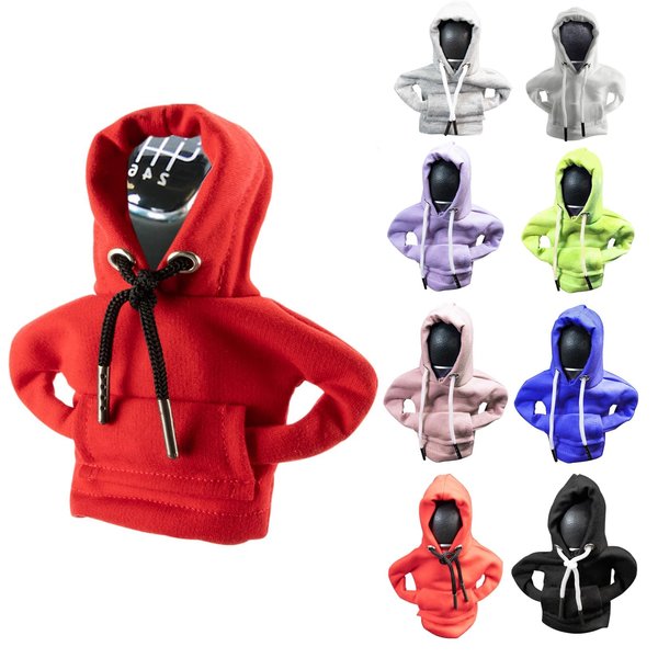 PSLER Stylish Cute Hoodie Car Gear Shift Cover Shifter Knob Cover gear shift hoodie Heat Insulation Winter Warm CVC Interior Car Accessories for Men Women Red