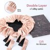 Hat Hut Satin Bonnet Silk Bonnet for Sleeping Cap for Curly Hair Bonnet for Women Double Layer Reversible Satin Bonnet with Tie Band (Pink/Black)