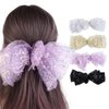 Leadigol 4PCS Sequin Mesh Big Bow Spring Clip Sweet Hairpin Lolita Big Bow Hair Clips,Elegant Ponytail Holder Sequin For Women Hair Barrettes Mesh Headdress For Girl Hair Accessories