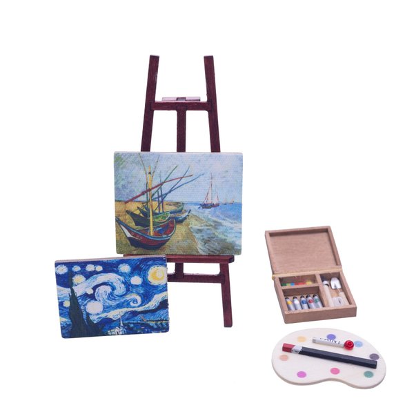 Fateanuki Doll House Accessory Starry Sky -Small Boat Easel Miniature Dollhouse Toy Balcony Patio Furnitures Decoration Accessories 1 12 Scale