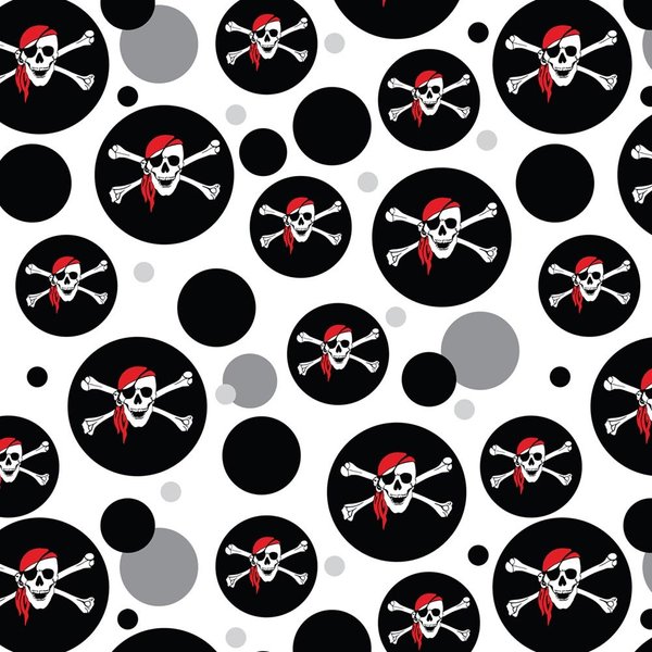 GRAPHICS & MORE Premium Gift Wrap Wrapping Paper Roll Pattern - Pirate Skull Crossbones - Red Bandana