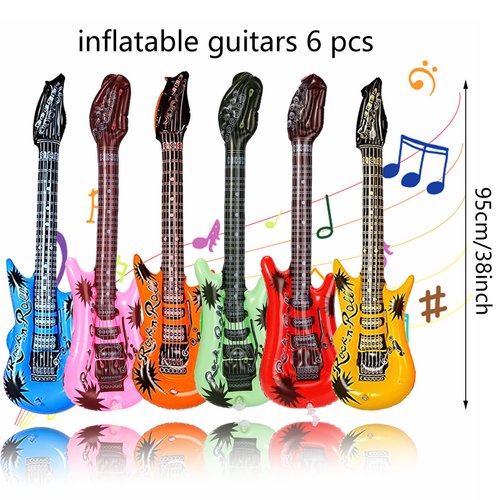 smilixin 22 Pack Inflatable Guitar,Blow Up Guitar,Inflatable Rock Star Toy Set,6 Inflatable Guitars,6 Microphones,6 Shutter Shading Glasses,1 Saxophone,1 Inflatable Piano,1 Inflatable Recorder