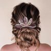 Campsis Crystal Wedding Hair Comb Silver Flower Leaf Hair Side Comb for Bridal Handmade Bead Hair Accessories Bride Bridesmaid Prom Party Gift for Women