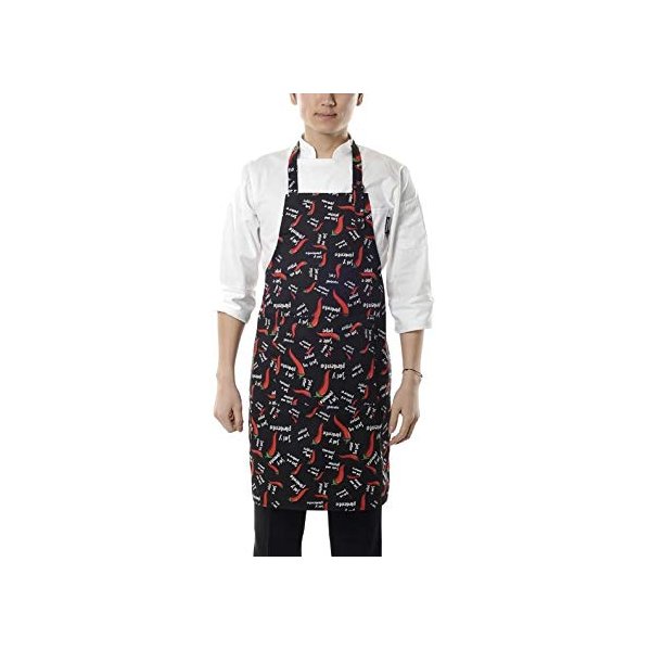 Household Decor Aprons with Pockets, Dish Washing Grooming Chef, Commercial and Home Use, Unisex, Eco Friendly, Elegant, for All Holidays and Occasions. (Red Chili Print, 100% Waterproof Polyester)