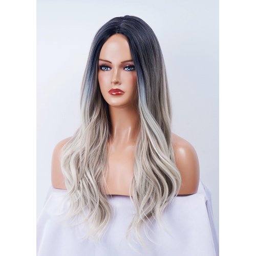 Gerulyss 28 Inches Long Wavy Wigs for Women Black Natural Curly Synthetic Wig Fluffy Costume Wig