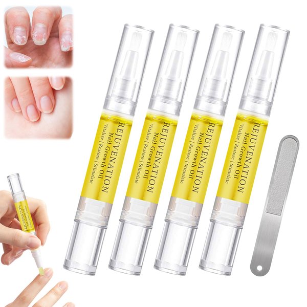 4PCS Rejuvenation Nail Growth Oil,Nail Growth Oil Instant Nail Repair,Nail Growth and Strengthener,Cuticle Oil Pen For Nails,Nail Growth Serum for Nail Strengthener and Growth