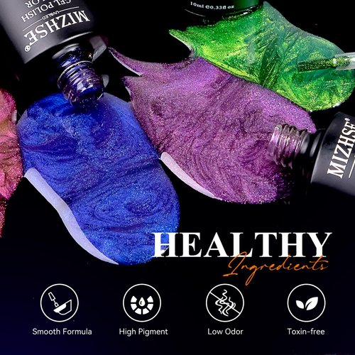 MIZHSE 9D Cat Eye Gel Nail Polish, Magnetic Cat Eye Gel Polish Set, 10ml*6 with 2 Magnets, Classic Colors Chameleon Magic Galaxy Effect Soak off Nail Art - Sparkle Stunning Gel Polish Gift for Women