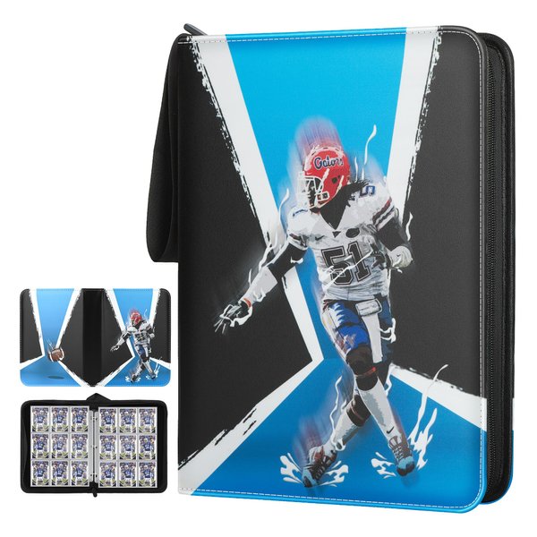 Gelozid Football Card Binder 900 Pockets 2024, Trading Card Binder Compatible with Soccer Card, Sports Cards Binder with 50 Removable Pages, Holder for Collector for NFL Football Cards, Brown