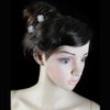 Silver Rhinestone Flower with Mini Pearl Center Bridal Hair Pin - Set Of 2