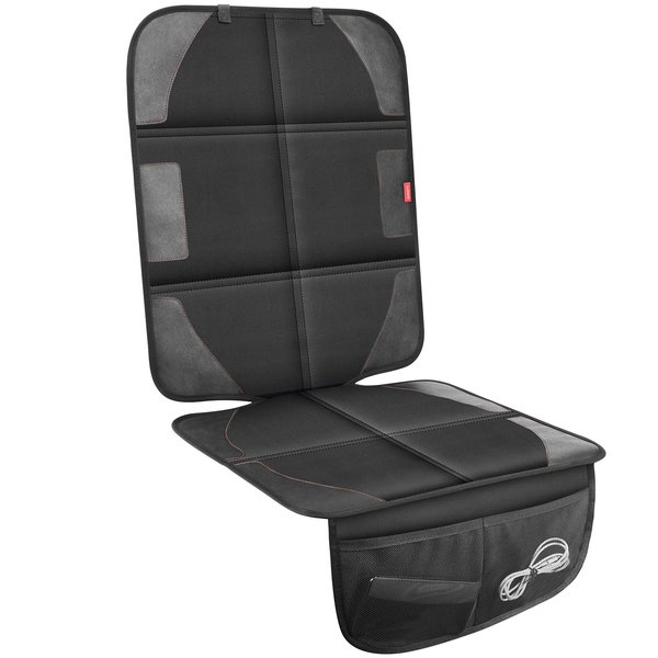 LUILANC Car Seat Protector with Thickest Padding,Waterproof 600D with Storage Pockets,Non-Slip Pets Fabric Child Baby Cover Leather Reinforced Vehicle Seat 1 Pack (Black)
