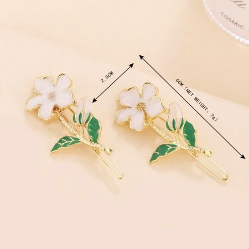auwiyd 6 PCS Fairy Flower Hair Pins Gardenia Flower Hair Clips Gold Metal Elegant Decorative Side Clips for Women Girls Fairy French Hair Barrettes for Daily Use