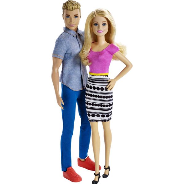Barbie & Ken Doll Set, 2-Pack of Fashion Dolls Featuring Removable Clothes Including Denim Button Down & Pink Blouse (Amazon Exclusive)