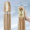 Claw Clip Ponytail Extension 100% Real Remy Human Hairpiece Pony Tails Hair Extensions Long Straight Ponytail for Women (18 inch, Balayage Caramel Blonde to Bleach Blonde)