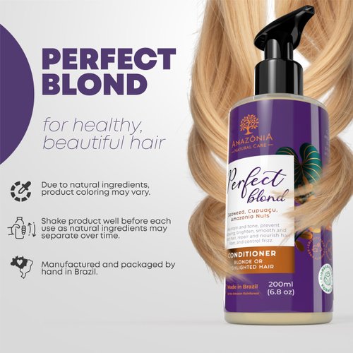 All Natural Blonde Conditioner - Blonde Color-treated Hair Toner for Highlighted Hair - Toner for Blonde Hair After Bleach Conditioner with Seaweed, Cupuacu & Amazonia Nuts 6.8oz