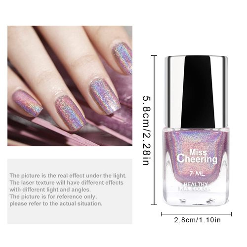 Ownest Holographic Nail Polish, Gorgeous Glossy Holographic Halo Glitter Polish Nail Art Nail Pigment Diamond Laser Nail Polish-LS06