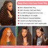 200 Density Chocolate Brown Lace Front Wig Human Hair 30 Inch 13x6 HD Deep Wave Lace Front Wigs Human Hair Colored Deep Curly Lace Frontal Wigs Glueless Wig for Woman Pre Plucked with Natural Hairline
