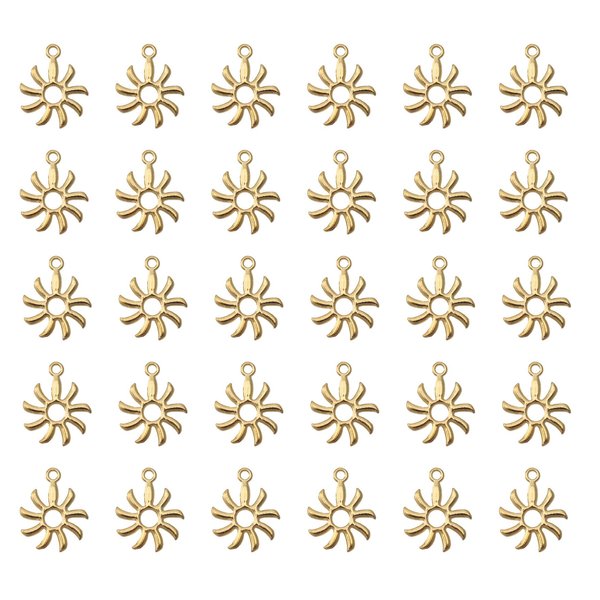 Ruwado 50 Pcs Hollow Sun Charms 1.8 x 1.5 cm Cute Chic Metal Pendants for DIY Jewelry Making Kit Finding Christmas Decoration Bracelet Necklace Thanksgiving Gift Supplies (Gold)