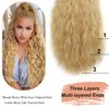 VIOLET Golden Blonde Ponytail Extension for Women Instant 26 Inch Long Curly Drawstring Ponytail for Women Synthetic Wavy Clip on Ponytails for Women Blonde Hair Extensions Ponytail (Blonde)