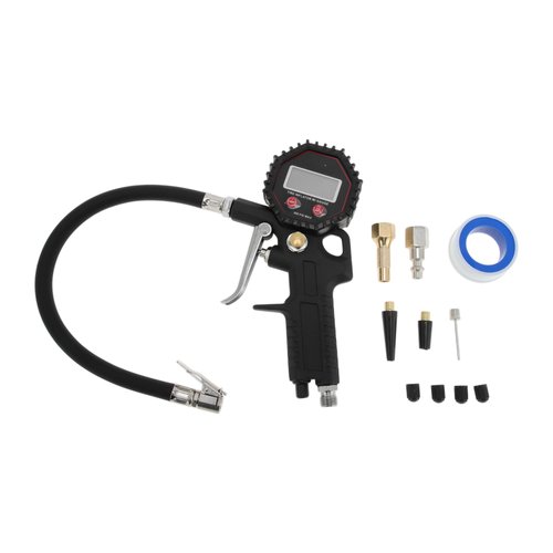 REPAIROCK Digital Display Tire Pressure Gauge 3-200PSI Regular Air Pressure Gauges for Tire with Hose Black 1 Set