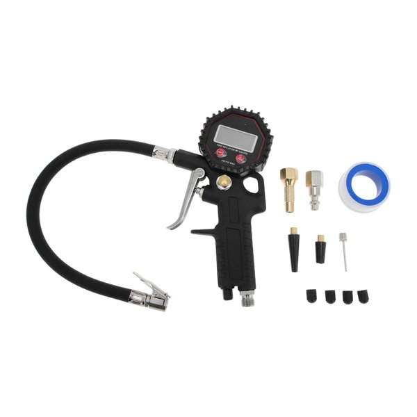 REPAIROCK Digital Display Tire Pressure Gauge 3-200PSI Regular Air Pressure Gauges for Tire with Hose Black 1 Set
