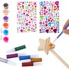 BBTO 24 Pieces Make Your Own Princess Wand Kit Include 2 Wooden Star Wands, 2 Dowels, 4 Satin Ribbons, 2 Gem Stickers, 6 Paints, 2 Paintbrushes, 6 Glitter Glues Pens Fairy Wand Art Craft Kit for Girl