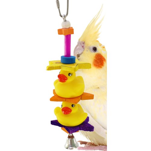 Bonka Bird Toys 1323 Duck Duck Bird Toy Parrot cage Parakeet Cockatiel Bell Wood chew Climbing Treat Play Forage Shred Aviary Supplies Swing Playground