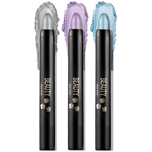Boobeen 3PCS Cream Eyeshadow Pencil Crayon Waterproof Brightener Stick Shimmer Pen Create Glitter Eye Makeup, Easy to Use