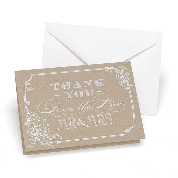 Hortense B. Hewitt HBH Thank You Wedding Note Card, Country Blossom, 50/Pack (30416ST)