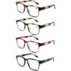DOOViC 4 Pack Fashion Striped Computer Reading Glasses Blue Light Blocking Anti Eyestrain Spring Hinge Stylish Readers for Women 2.50 Strength
