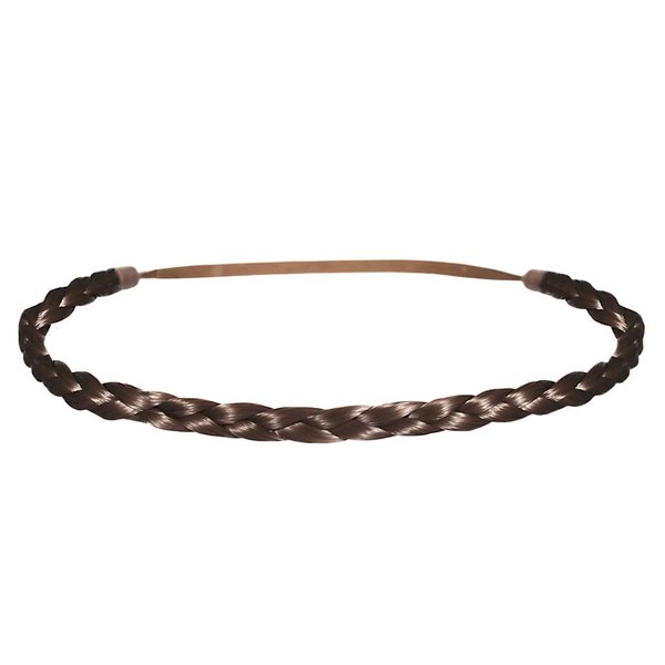 Mia Thin Braidie Headband Braided Synthetic Hair on Elastic Rubberband, Classic, Pretty Hair Accessory for Women, Teens, Girls - Light Brown