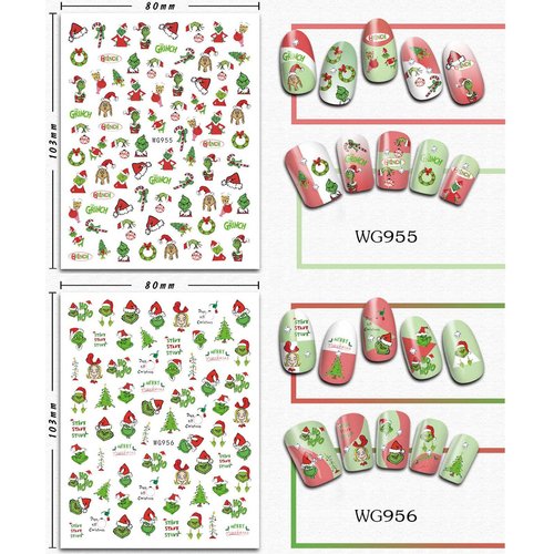 6 Sheets Christmas Nail Art Stickers 3D Christmas Nail Decals Self Adhesive Xmas Tree Nail Stickers Holiday Winter Nail Designs Xmas Nail Stickers for Women Girls Kids Christmas Nail Decoration