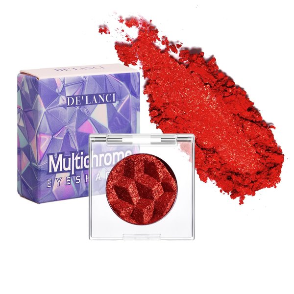 DE’LANCI Chameleon Red Glitter Eyeshadow Highly Pigmented, Single Metallic Glitter Red Eye Shadow Palette Intense Color Shifting, Chrome True Red Shimmery Glitter Eyes Warm Goth Smoky Makeup