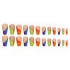 MERVF Coffin Press on Nails Long Fake Nails Colorful French Tip Glue on Nails Press ons with Rainbow Design Ballerina Acrylic False Nails Matte 24pcs