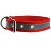 Cotton Web/Leather Reflective Dog Collar 20" Long 1" Wide Fits 14"-18" Neck, Boxer, Retriever