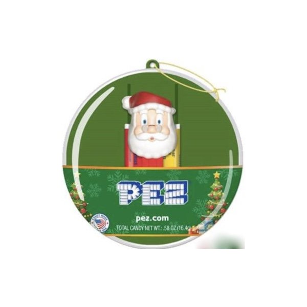 Pez Christmas Ornament Ball with Mini Santa Pez Dispenser (Green)