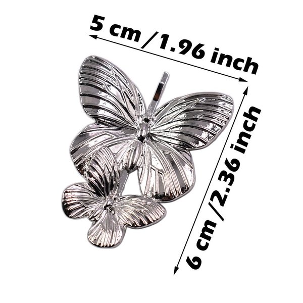Pack of 4 Vintage Butterfly Hairpins Bobby Pin Metal Barrettes Hair Accessories for Women Girls, Silver