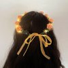 Seadiquiet White Vintage LED Flower Crown, Glow Flower Wreath Headbands Luminous Led Bridal Headpiece Wedding Headdress Hair Hoop Party Hair Accessories