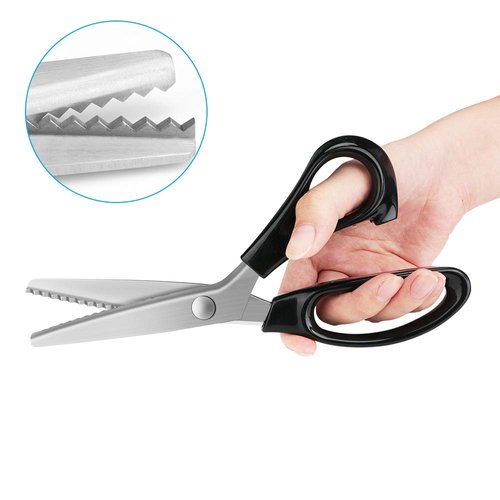 Pinking Shears for Fabric, Zig Zag Scissors, Ergonomic Grips, Ultra-Sharp, Professional Peaking Shears for Sewing, Craft, Dressmaking, 9 Inch, Black