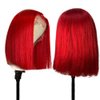 Red Bob Wigs Human Hair Silky Straight 16inches for Women 180% Density 13x1x4 T Part Lace Front Wigs Brazilian Hair Bleached Knots with Baby Hair Pre Plucked Natural Hairline (Could be Restyled)