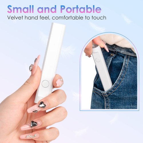 Funfe Mini UV Light for Gel Nails - Portable Mini Nail Lamp,3W Handheld UV Light for Nails Pen Shape Nail Dryer 2 Models Professional Led Light for Resin Curing With Type C for Nail Home Salon (White)
