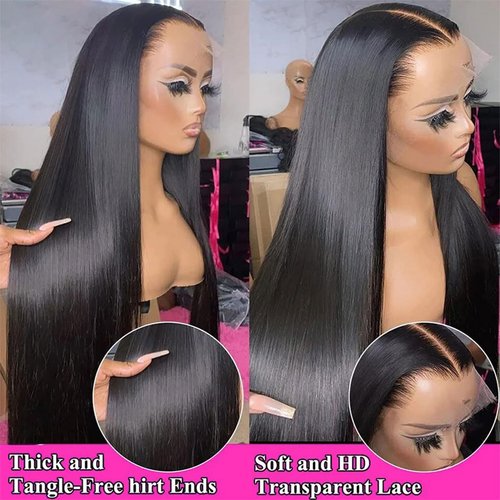 ACQUET 30 Inch Straight Lace Front Wigs Human Hair 13x4 Transparent HD Lace Front Wigs Human Hair Pre Plucked With Baby Hair 180% Density Glueless Wigs Human Hair Brazilian Human Hair Wigs For Women