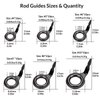 THKFISH Fishing Rod Guides Fishing Rod Repair Kit Baitcasting/Spinning Rod Guides Ceramics Stainless Steel Carbon Guide Repair Black- Frame 60pcs