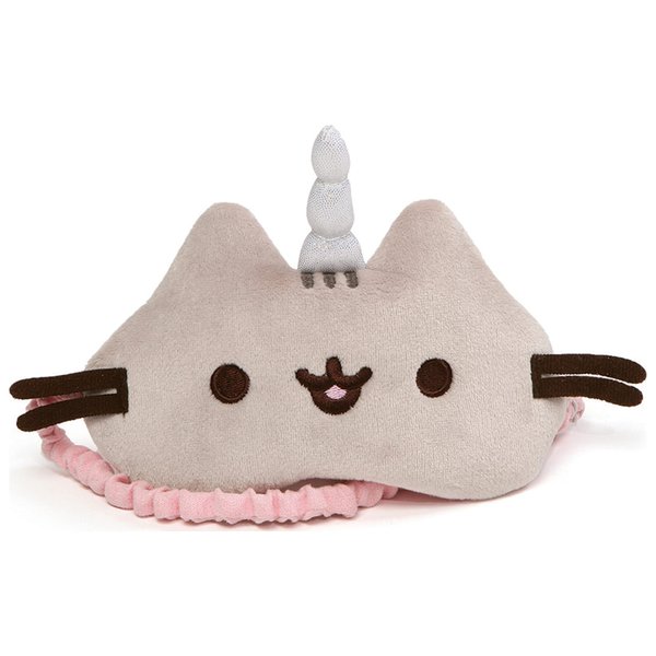 GUND Pusheen Pusheenicorn Unicorn Cat Sleep Mask Plush, Pink Grey, 7"