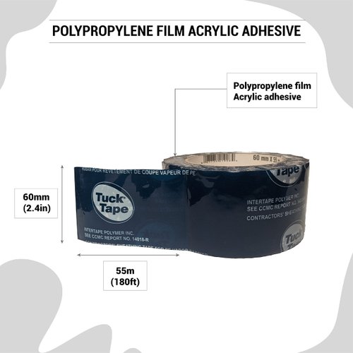 Tuck Tape Construction Sheathing Tape, Vapor Barrier PE Tape, Epoxy Resin Tape, 2.4 in x 180 ft (Blue)