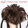 HOOJIH Messy Bun Hair Piece, Super Long Tousled Updo Hair Bun Extensions Wavy Hair Wrap Ponytail Hairpieces Hair Scrunchies with Elastic Hair Band HB007 Grace - Warm Brown with little black mixed