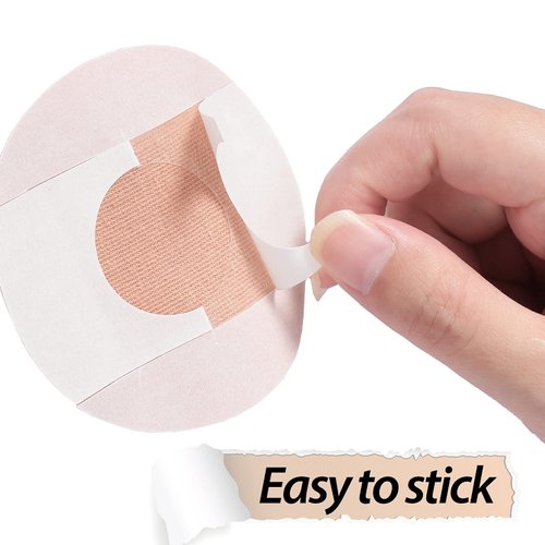 60 Pieces Adhesive Patches Breathable Sensor Patches Pre-Cut Adhesive Covers Shower Waterproof Tape Continuous Glucose Monitor Protection Without Hole, Beige