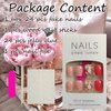 24Pcs Flower Press on Nails Short Fake Nails Pink Glue on Nails Red Floral Artificial Nails Spring Cute False Nails Glossy Square Coffin Acrylic Stick on Nails for Women Girls Manicure Tips