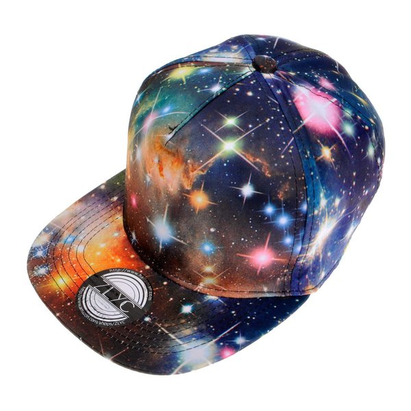 ZLYC Unisex Galaxy Snapback Hat Adjustable Flat Bill Baseball Cap, Black